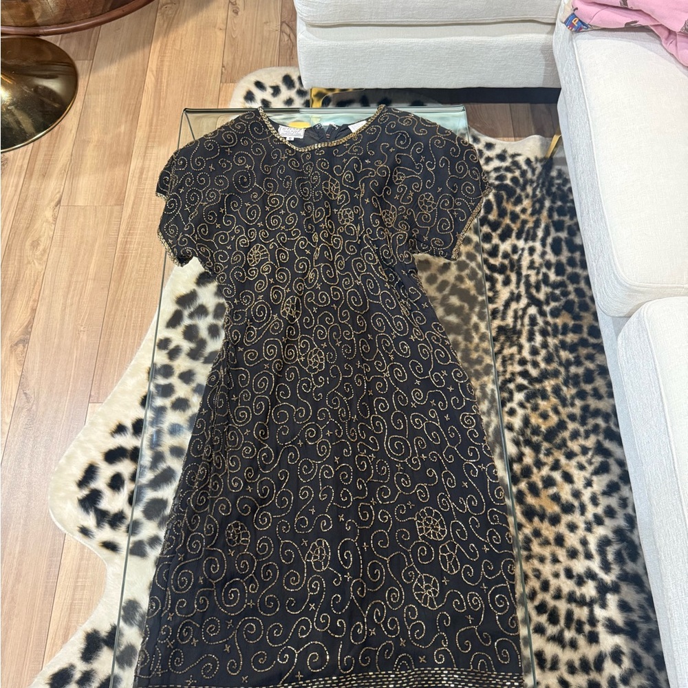 Vintage Sténay Beaded Silk Dress From India Size 6